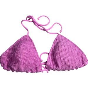 Victoria's Secret Crochet Pink Triangle Bikini Top Medium M